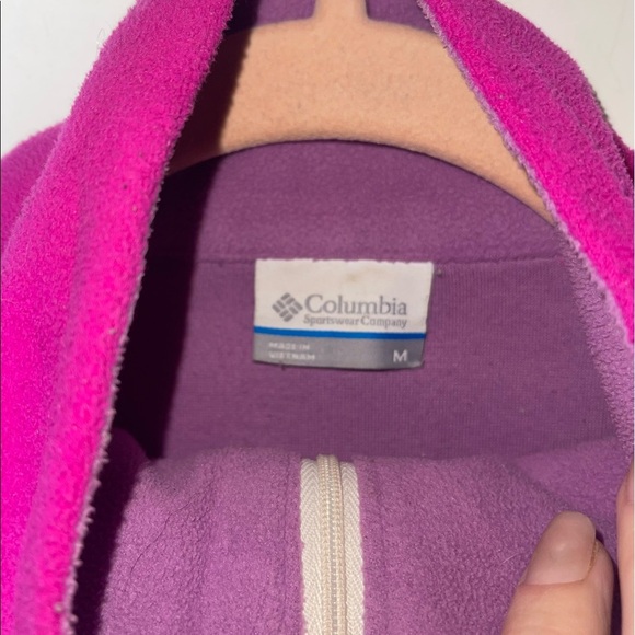 COLUMBIA Pink Two-Tone 1/4 Zip Pullover Fleece Jacket M - Picture 3 of 4